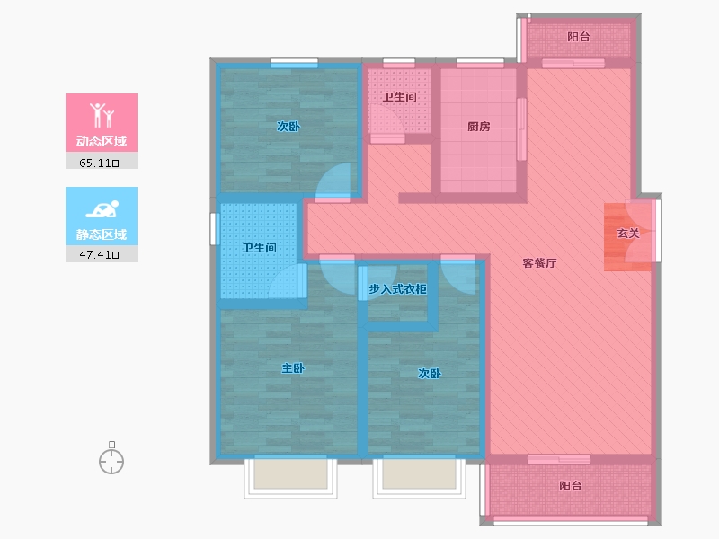 陕西省-西安市-家福花园-96.15-户型库-动静分区