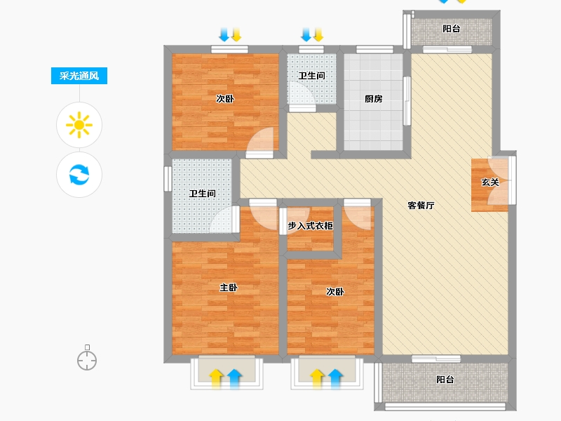 陕西省-西安市-家福花园-96.15-户型库-采光通风