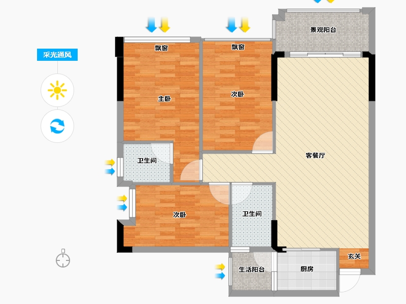 广东省-阳江市-中兴名志铂金湾-91.11-户型库-采光通风