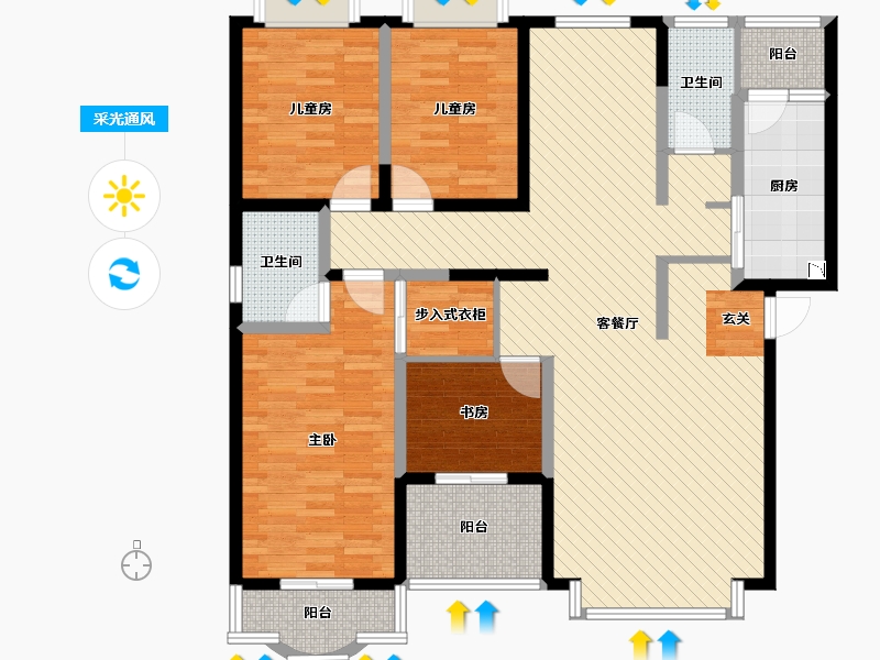 湖南省-长沙市-仁和雨花家园-131.84-户型库-采光通风