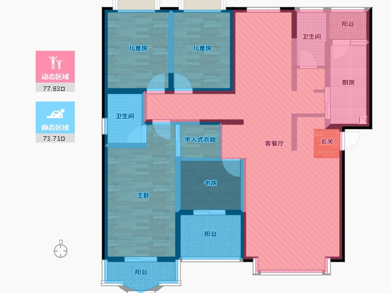 湖南省-长沙市-仁和雨花家园-131.84-户型库-动静分区