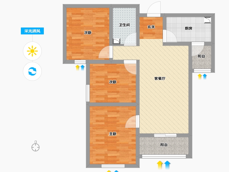 陕西省-西安市-天地源-71.25-户型库-采光通风