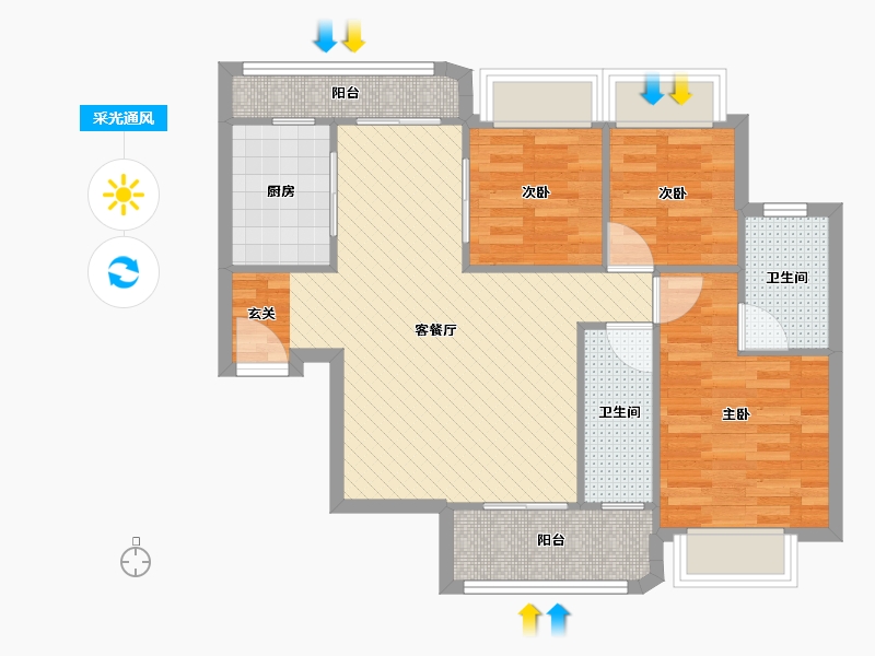 广东省-深圳市-宝瑞轩-73.37-户型库-采光通风