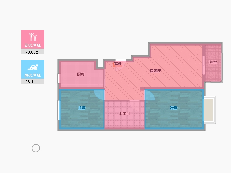 河北省-沧州市-南大港扣村东兴家园-68.23-户型库-动静分区