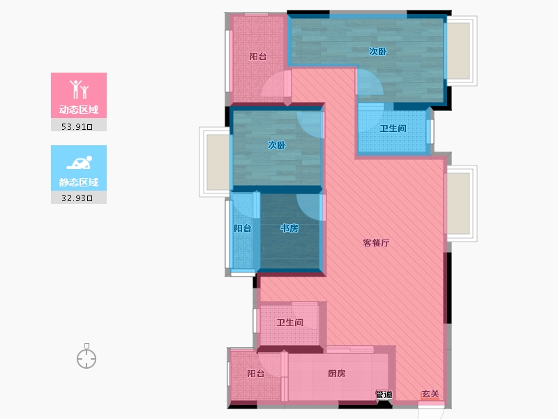 四川省-成都市-凯旋东岸-74.01-户型库-动静分区