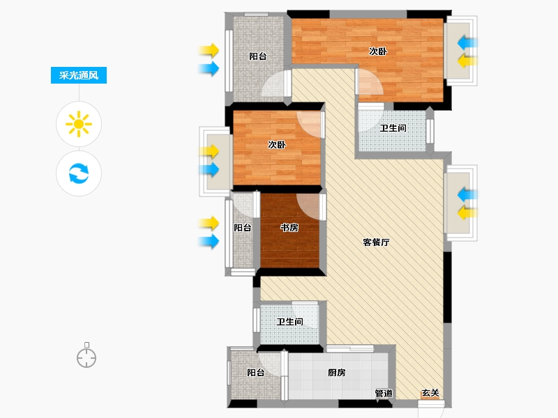 四川省-成都市-凯旋东岸-74.01-户型库-采光通风