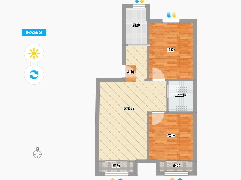 北京-北京市-领秀慧谷-55.41-户型库-采光通风