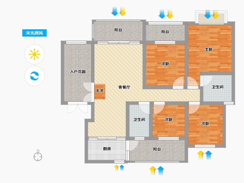 贵州省-贵阳市-清镇市麓湖宫-105.54-户型库-采光通风