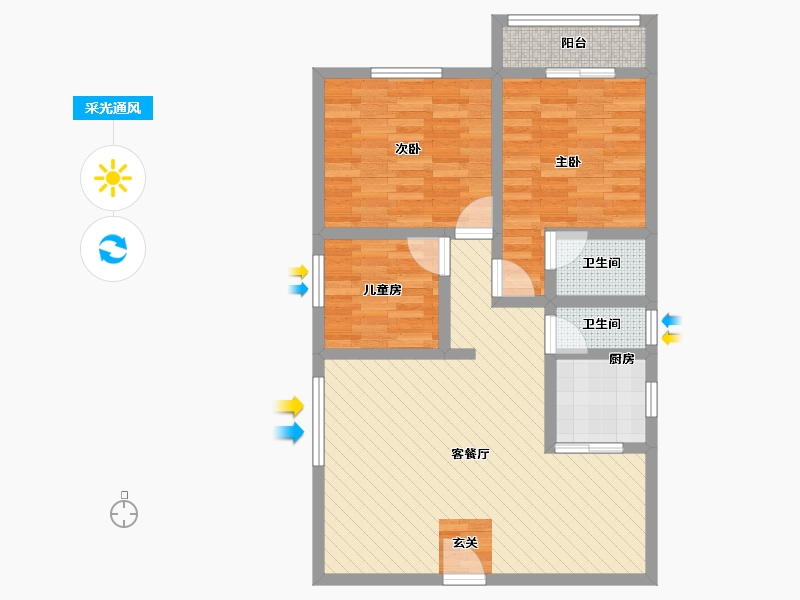 广东省-深圳市-东景花园-77.85-户型库-采光通风