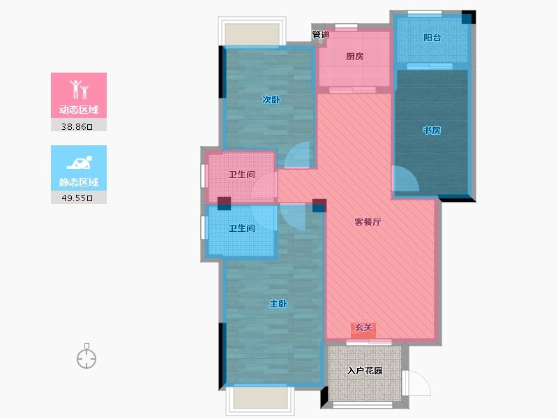 安徽省-滁州市-正东凯旋名门-83.22-户型库-动静分区