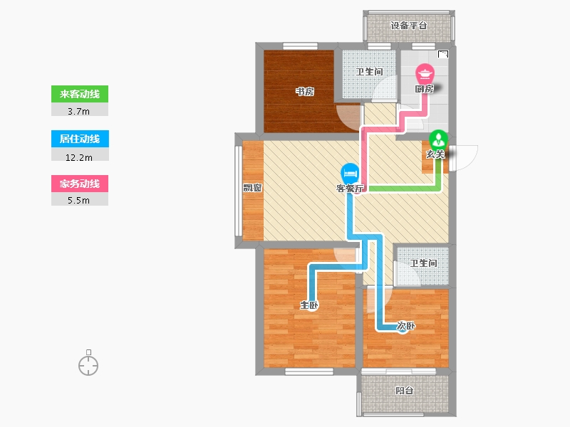 浙江省-杭州市-东新街道拆迁安置-68.92-户型库-动静线