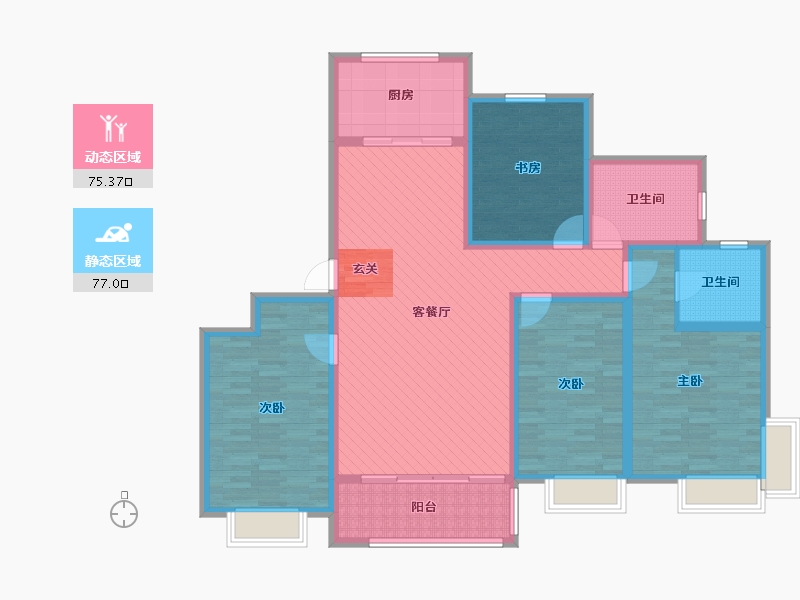 山东省-威海市-蓝星万象城-134.58-户型库-动静分区