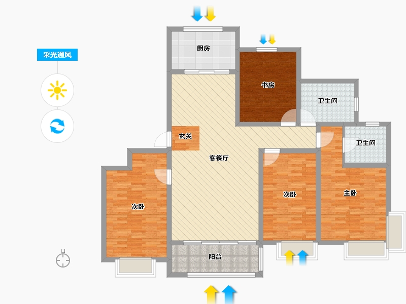 山东省-威海市-蓝星万象城-134.58-户型库-采光通风