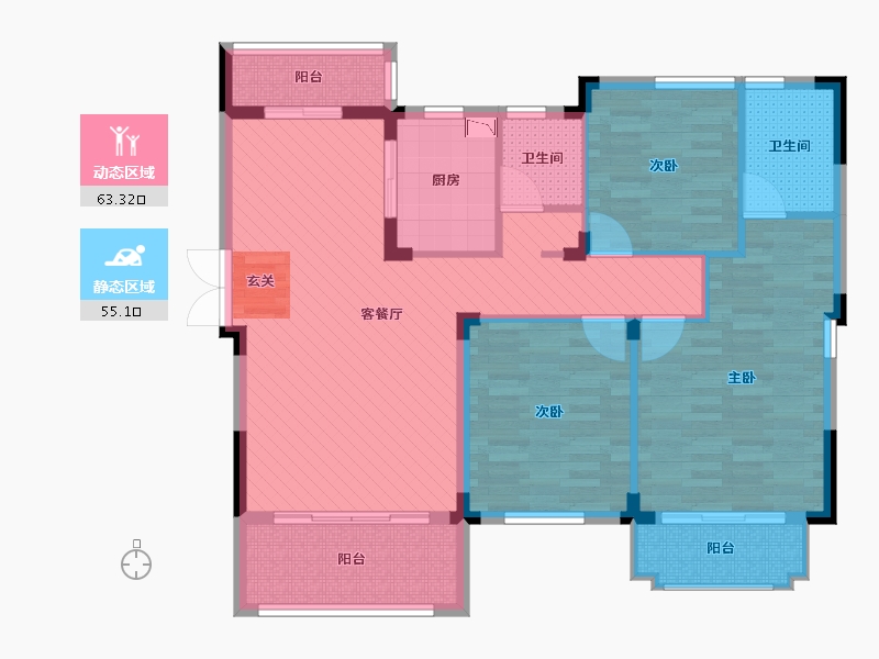 湖南省-长沙市-振业城2期-104.94-户型库-动静分区