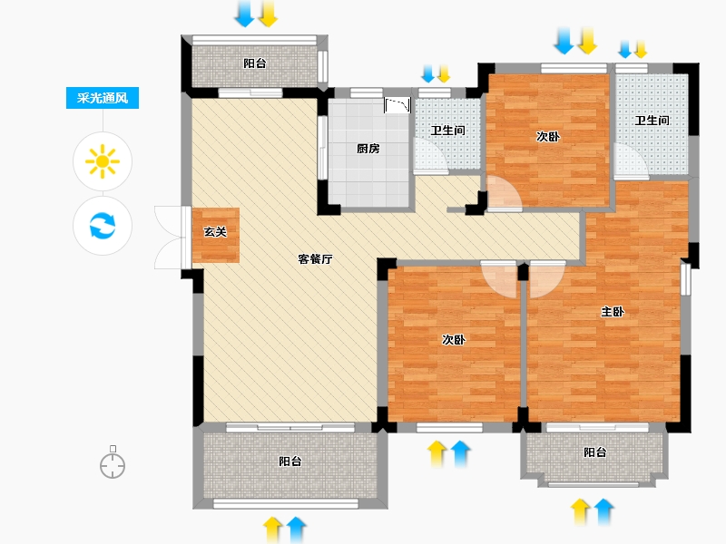 湖南省-长沙市-振业城2期-104.94-户型库-采光通风