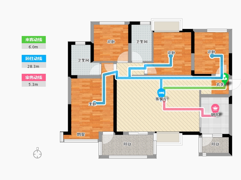 四川省-绵阳市-领地天屿-105.23-户型库-动静线