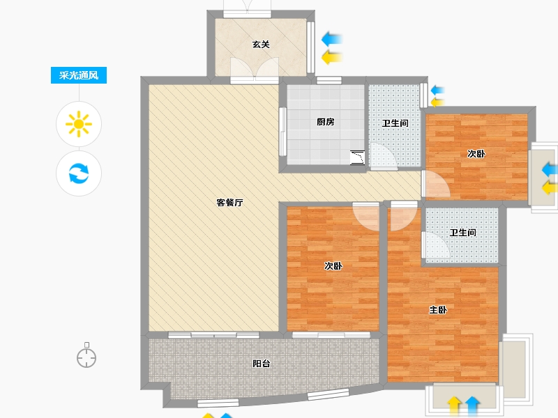 广东省-佛山市-桂丹颐景园-106.32-户型库-采光通风