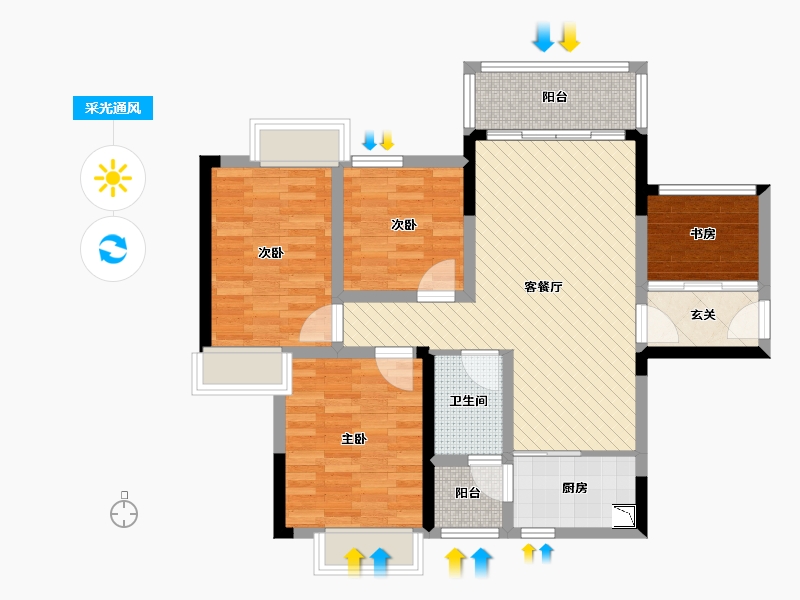 湖南省-郴州市-碧水源-81.57-户型库-采光通风