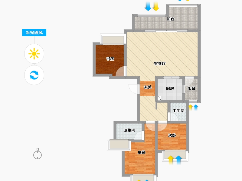 重庆-重庆市-保利堂悦-85.94-户型库-采光通风