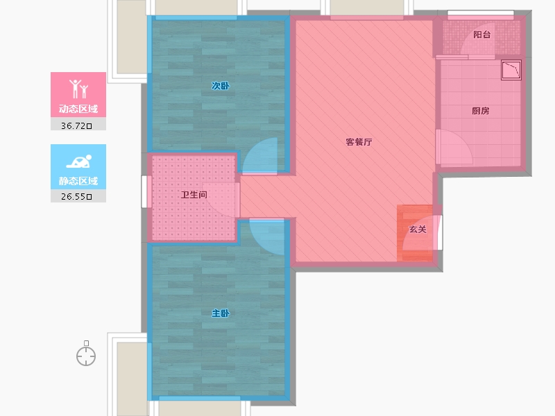 河北省-廊坊市-首尔甜城皓月园B7号楼-55.85-户型库-动静分区