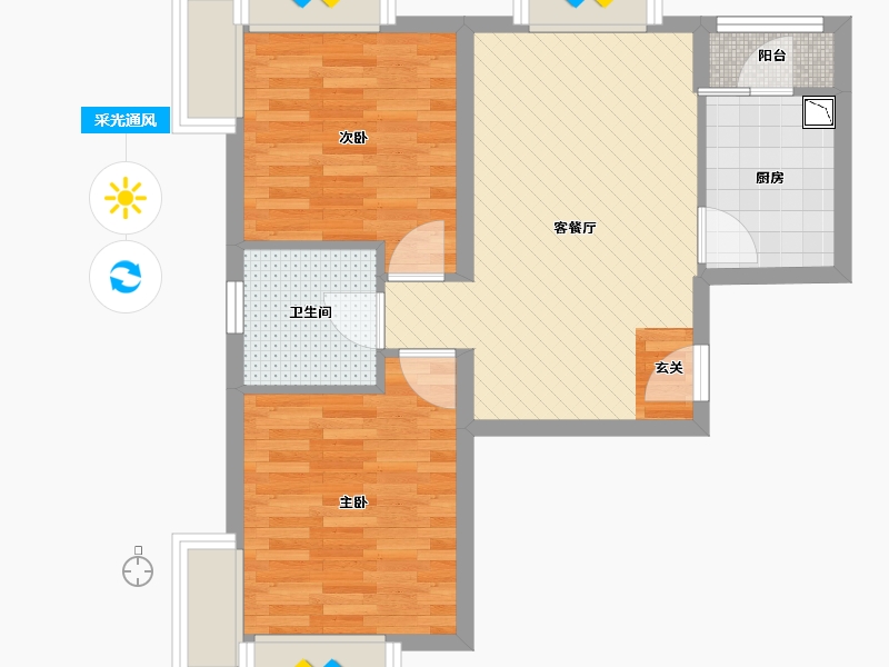 河北省-廊坊市-首尔甜城皓月园B7号楼-55.85-户型库-采光通风