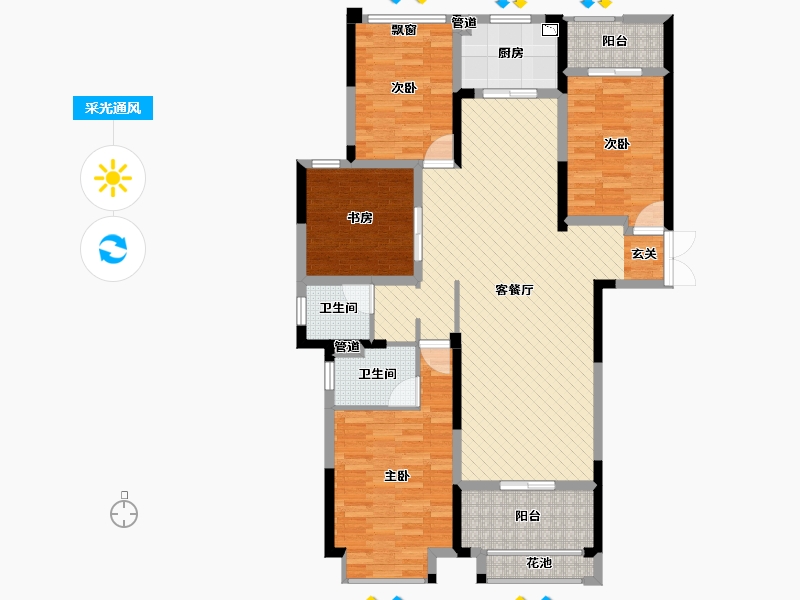 湖南省-娄底市-五江碧桂园城市广场-118.88-户型库-采光通风