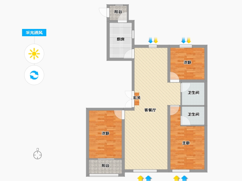 山东省-烟台市-龙湖一品-100.02-户型库-采光通风