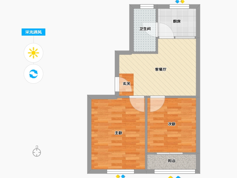 上海-上海市-南新一村-44.67-户型库-采光通风