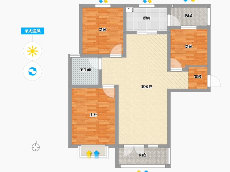 山东省-淄博市-嘉亿国际二期-86.42-户型库-采光通风