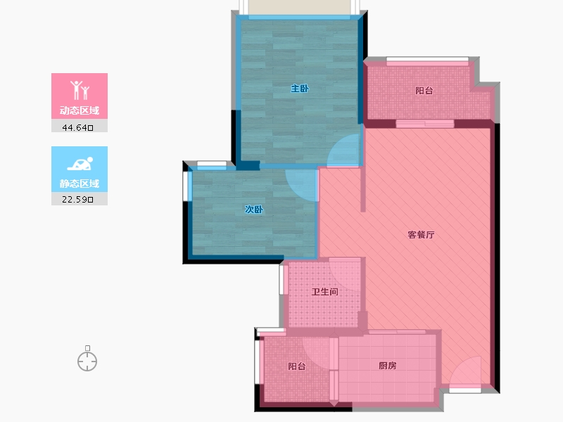 海南省-三亚市-雅居乐山海间-58.61-户型库-动静分区