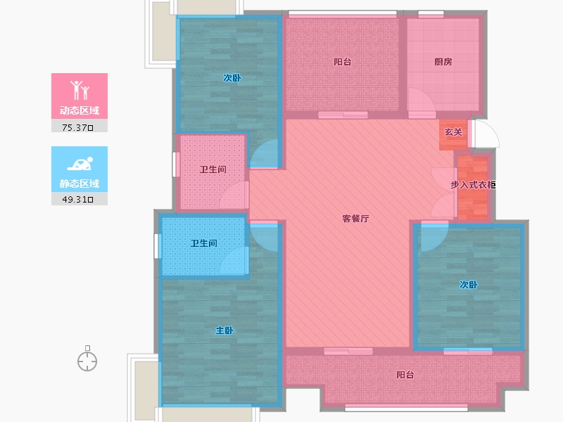 江苏省-苏州市-幸福里(运东大道)-109.22-户型库-动静分区