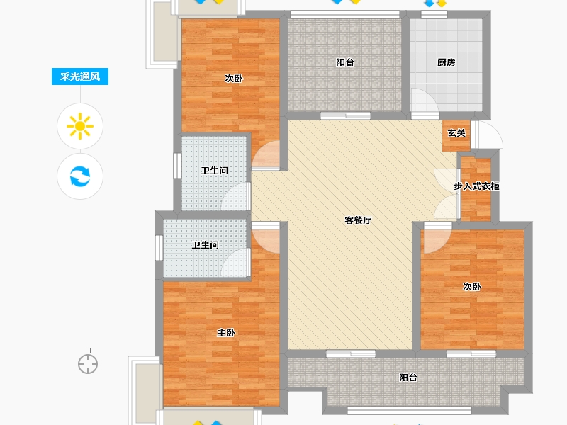 江苏省-苏州市-幸福里(运东大道)-109.22-户型库-采光通风