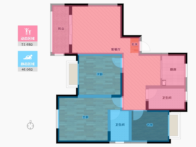 江苏省-苏州市-陈东庄花苑-86.45-户型库-动静分区