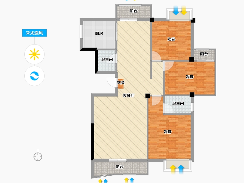 福建省-泉州市-世纪新城-111.25-户型库-采光通风