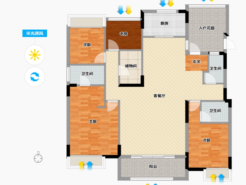 河南省-信阳市-观山悦-143.16-户型库-采光通风