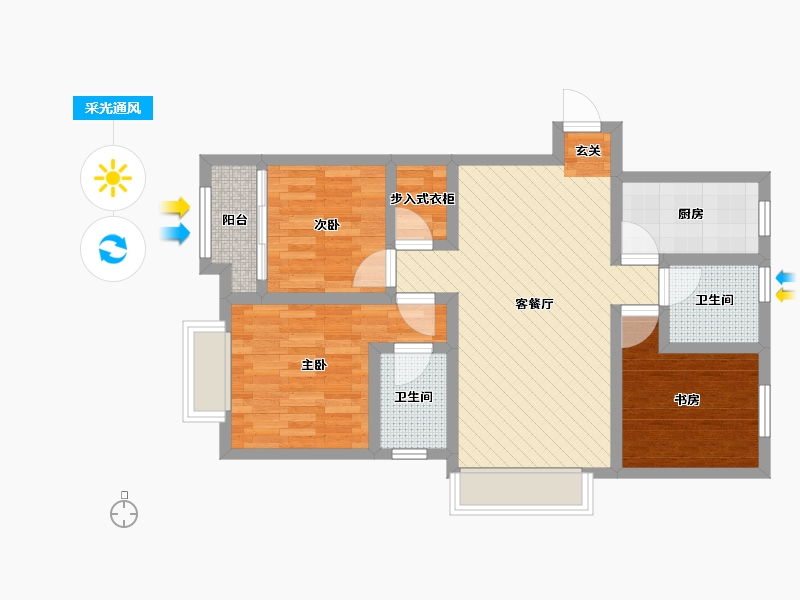 山东省-青岛市-水青花都-71.42-户型库-采光通风