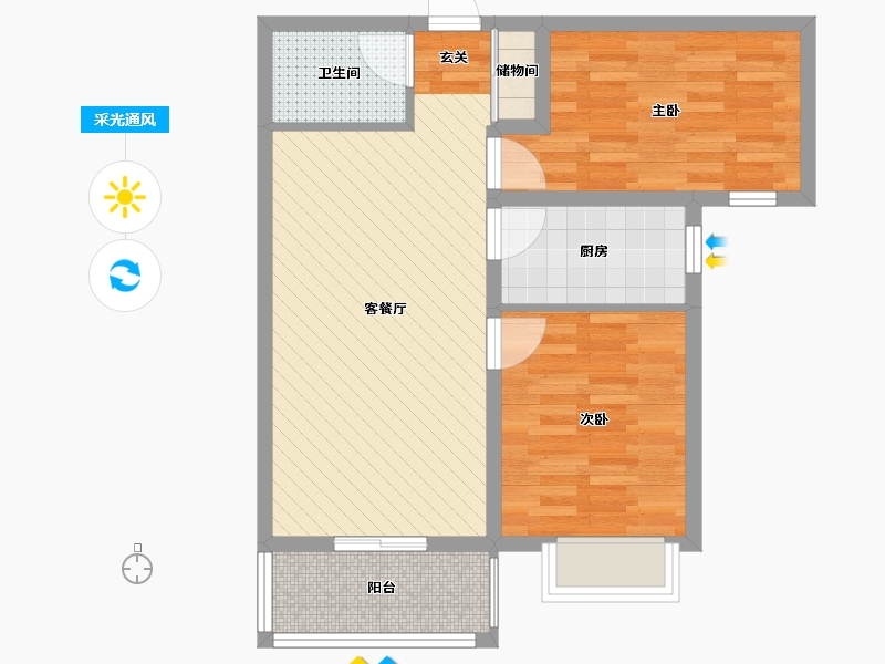 河北省-邢台市-金牛阳光苑-63.39-户型库-采光通风