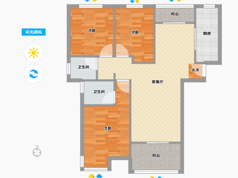 安徽省-合肥市-临湖苑-81.76-户型库-采光通风