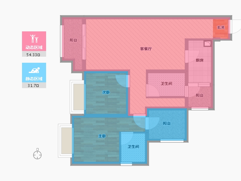 重庆-重庆市-保利观塘-73.24-户型库-动静分区