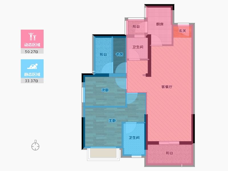 广东省-佛山市-雅居乐雅湖半岛-72.50-户型库-动静分区