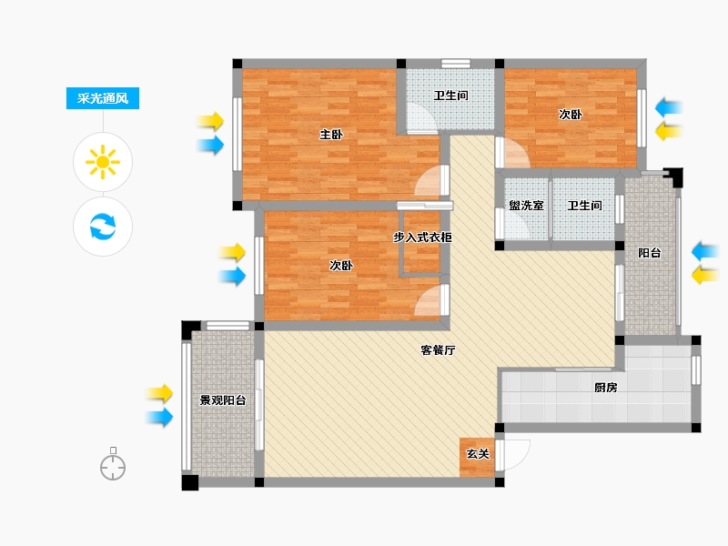 四川省-德阳市-怡景花苑-117.26-户型库-采光通风