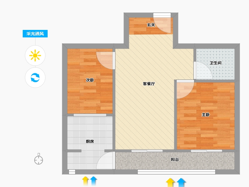 北京-北京市-西环里-48.85-户型库-采光通风