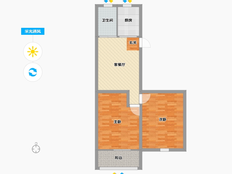 江苏省-苏州市-梅花新村-65.61-户型库-采光通风