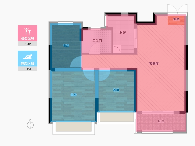 浙江省-杭州市-北辰国颂府-72.80-户型库-动静分区