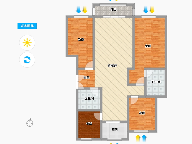 宁夏回族自治区-银川市-富雅名居-121.72-户型库-采光通风