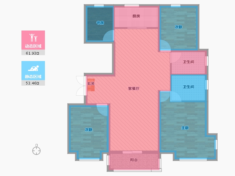 陕西省-榆林市-和顺嘉苑-102.09-户型库-动静分区