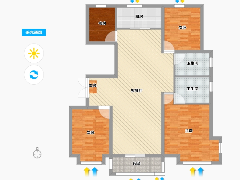 陕西省-榆林市-和顺嘉苑-102.09-户型库-采光通风