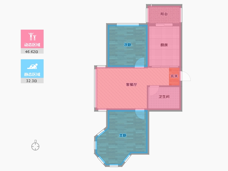 黑龙江省-鸡西市-莲花新城-69.52-户型库-动静分区