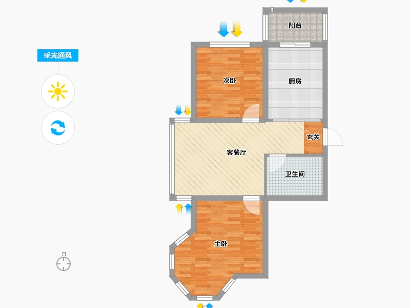 黑龙江省-鸡西市-莲花新城-69.52-户型库-采光通风