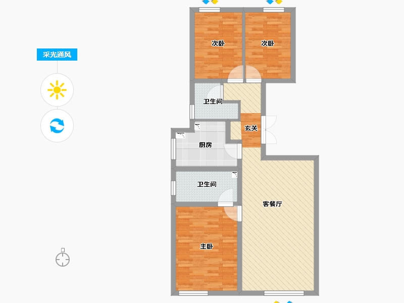 北京-北京市-亿城燕西华府-86.02-户型库-采光通风